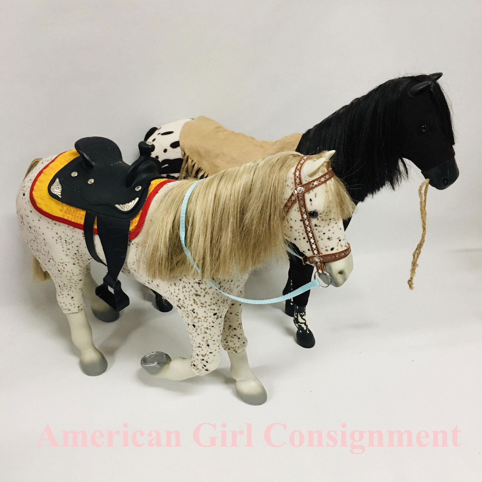 Two American Girl Doll Horses Picasso and Steps High: Two American Girl Doll Horses, Saige Picasso and Kaya Steps High ------------------ please review all pictures carefully because they are part of the description and show condition issues if any -----