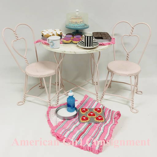 American Girl Doll Ice Cream Parlor Table, Chairs And Treats