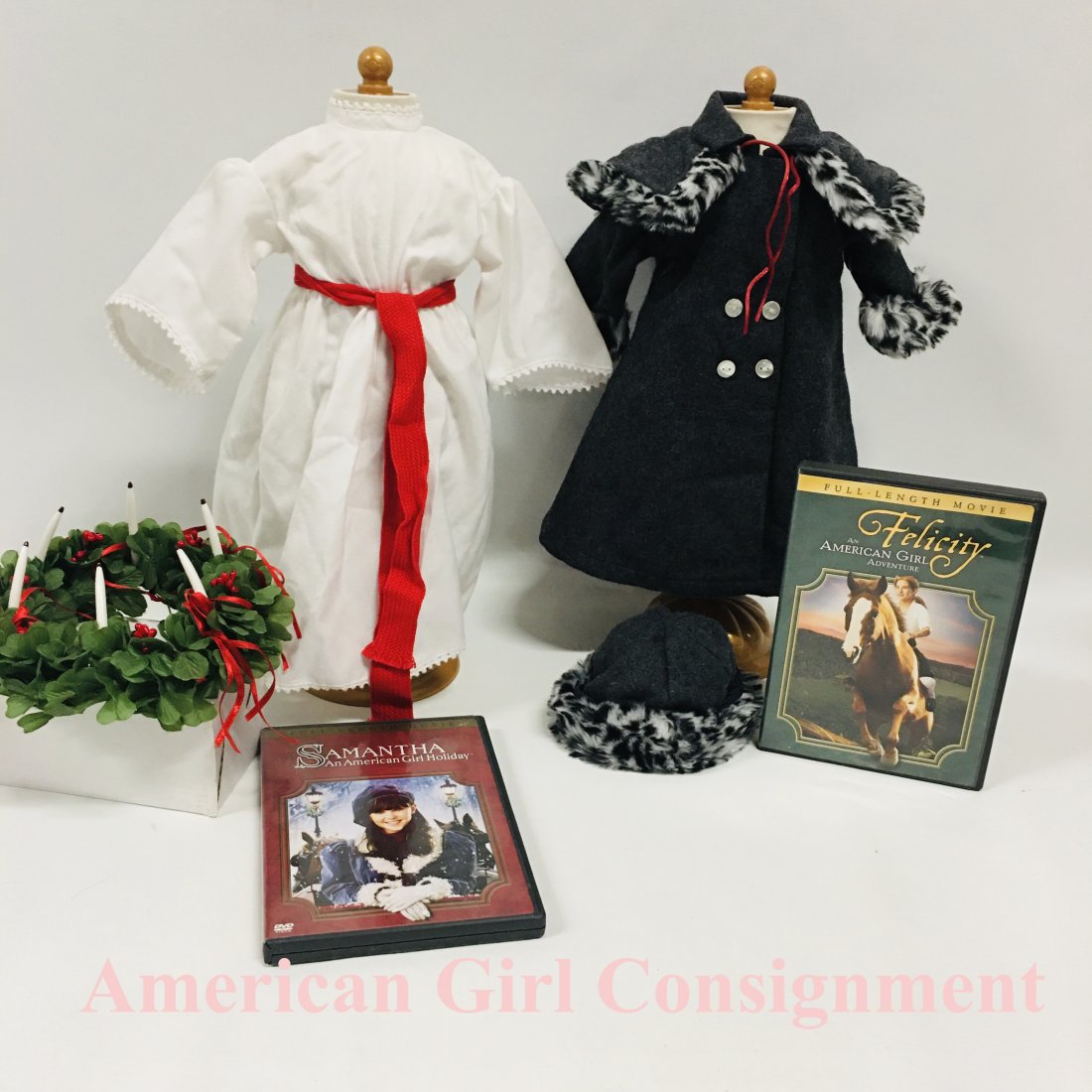 American Girl Doll Kirsten St Lucia Gown, Wreath and Nellie Winter Coat (1 of 6)