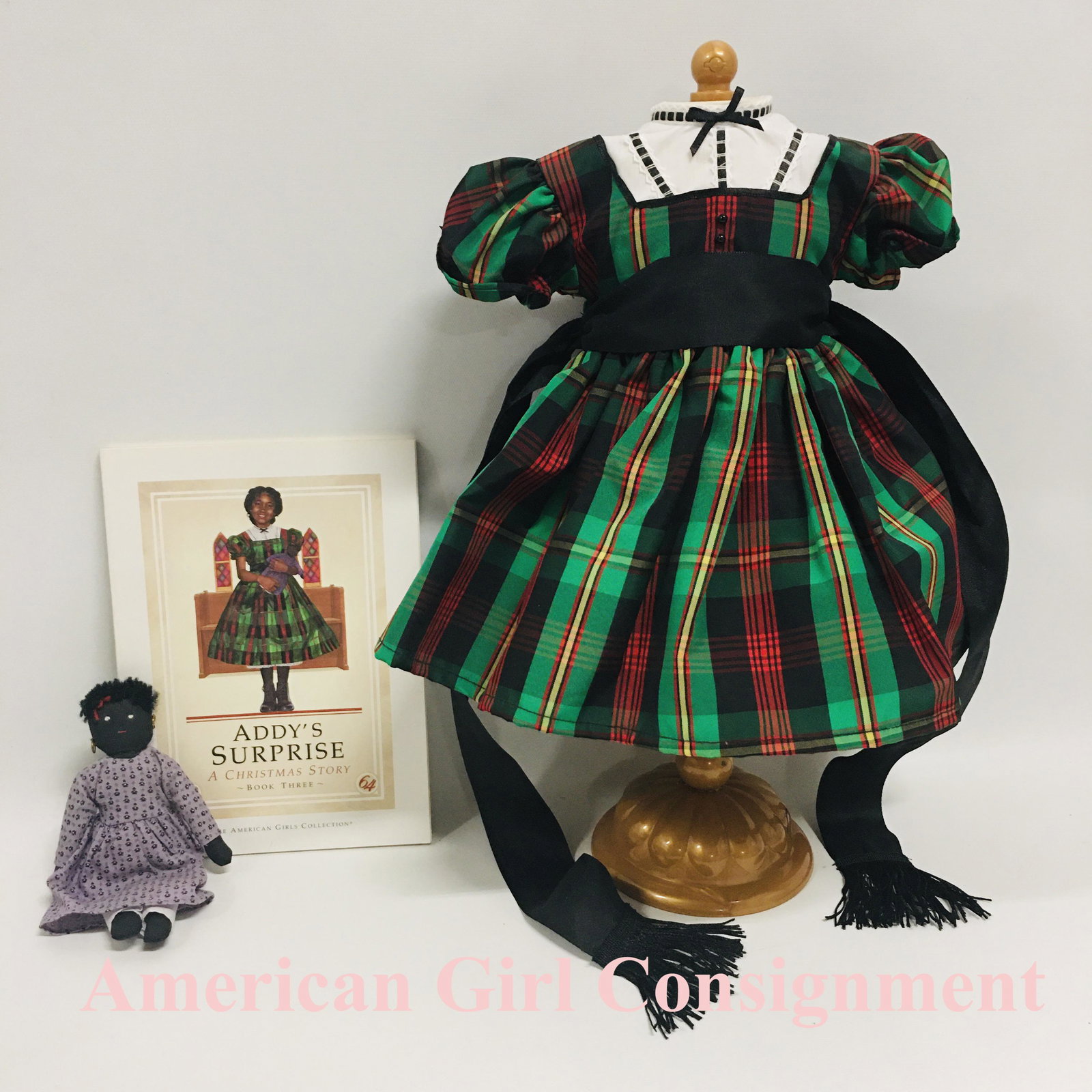 American Girl Addy Tartan Plaid Christmas Dress, Ida Bean Doll and Book: American Girl Addy Tartan Plaid Christmas Dress, Ida Bean Doll and Book ------------------ please review all pictures carefully because they are part of the description and show condition issues if an
