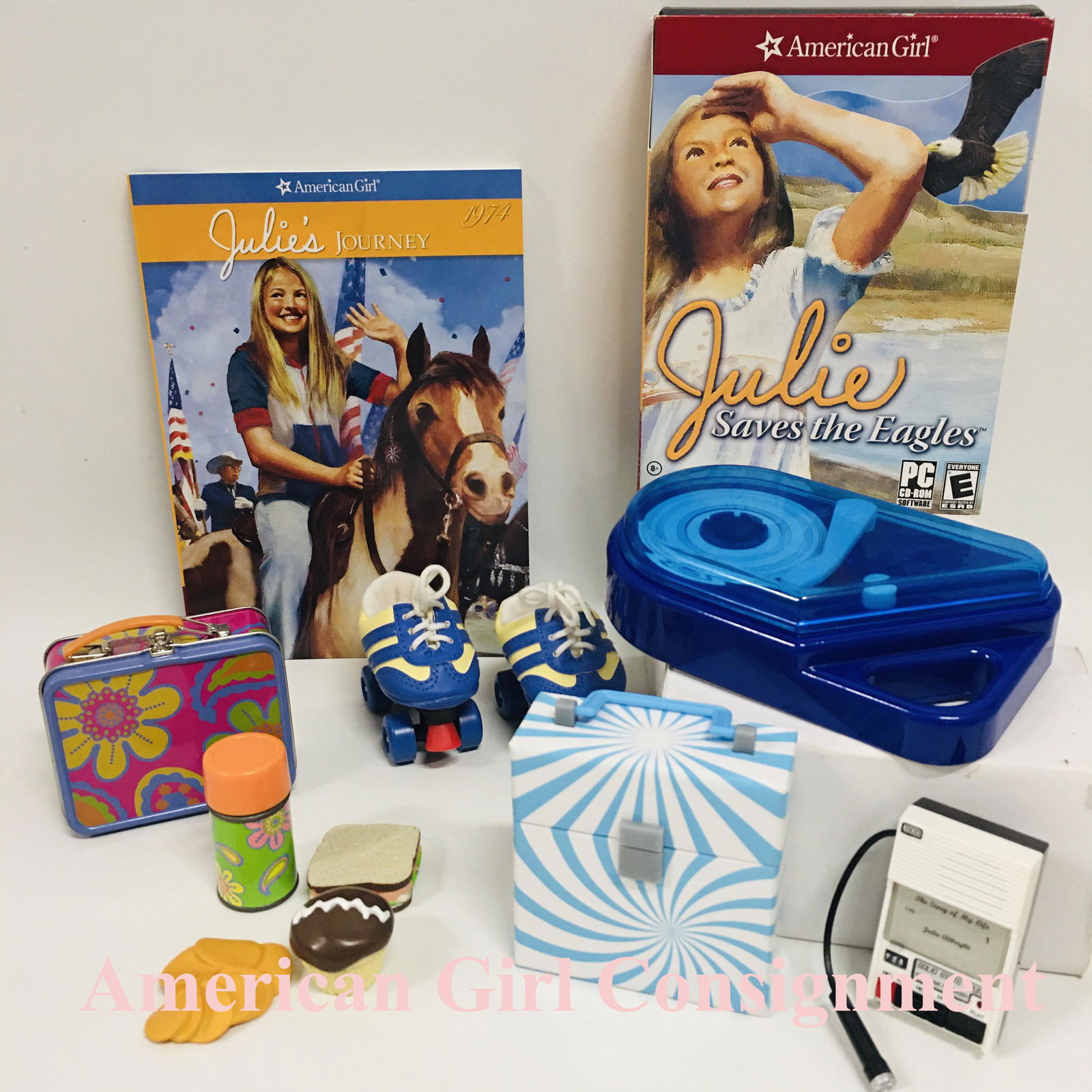American Girl Doll Julie Roller Skates, School Lunch and Sound Accessories (1 of 7)