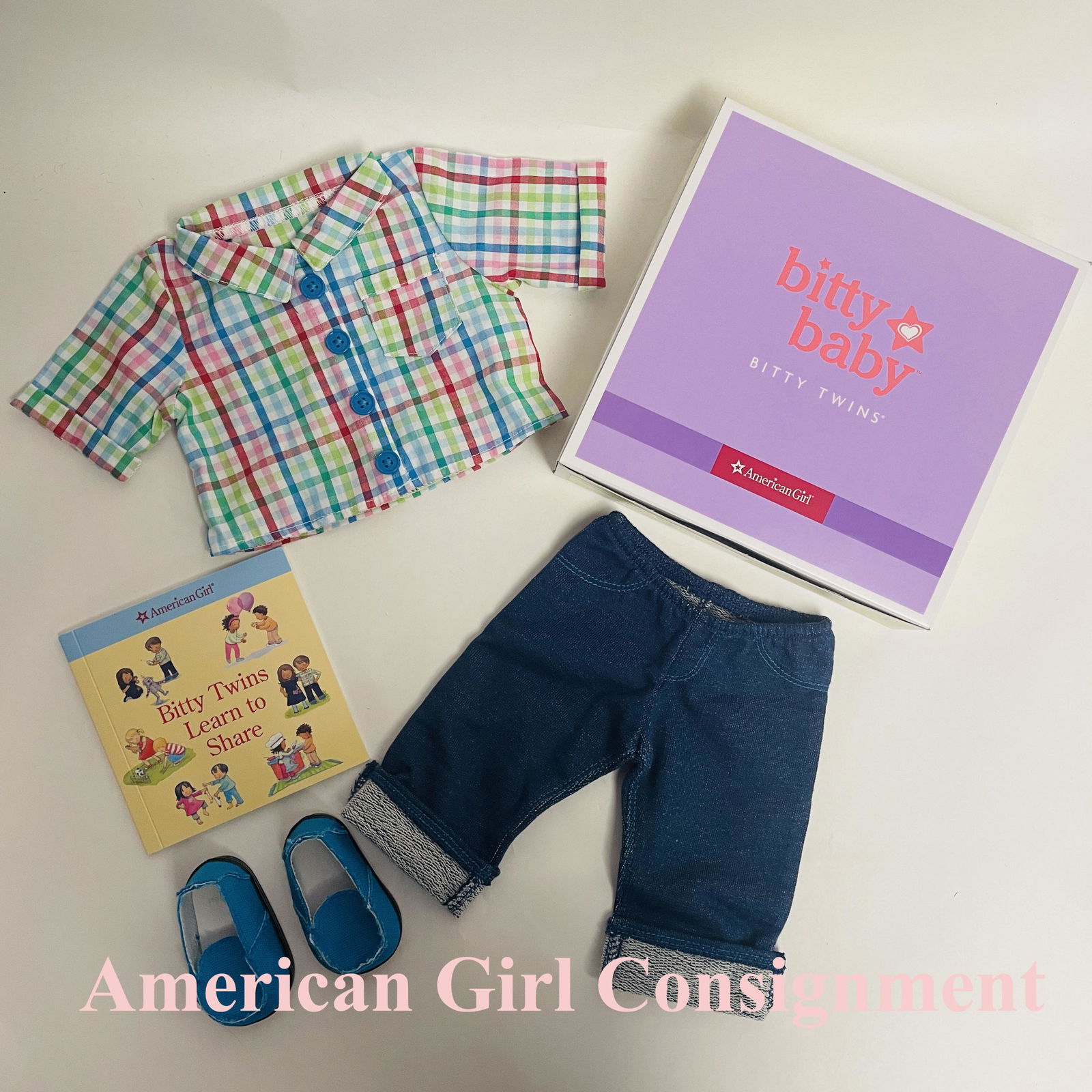 American Girl Bitty Twin Doll Rainbow Plaid Outfit with Box (1 of 5)