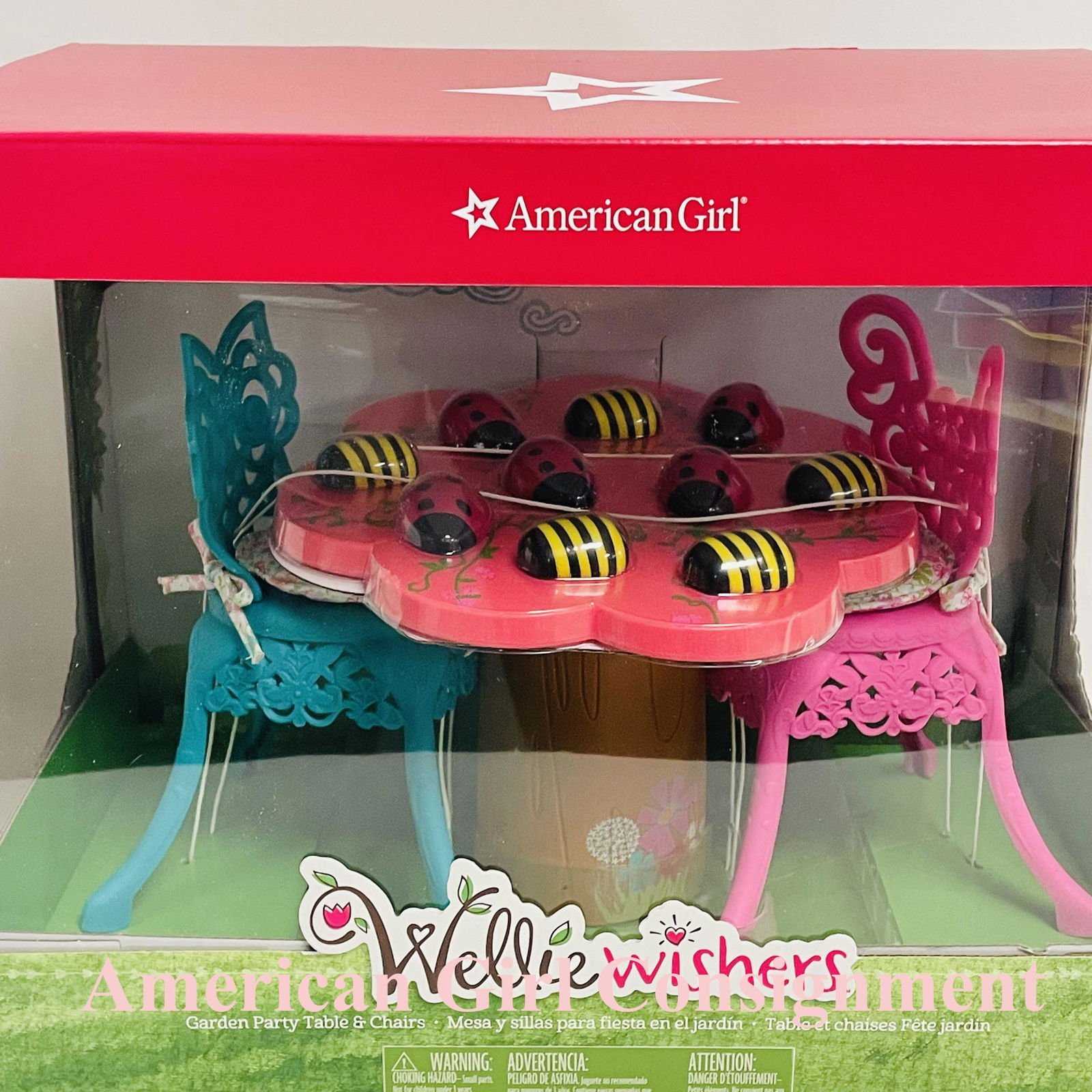 American Girl Wellie Wisher Doll Garden Party Table and Chairs New in Box (1 of 4)