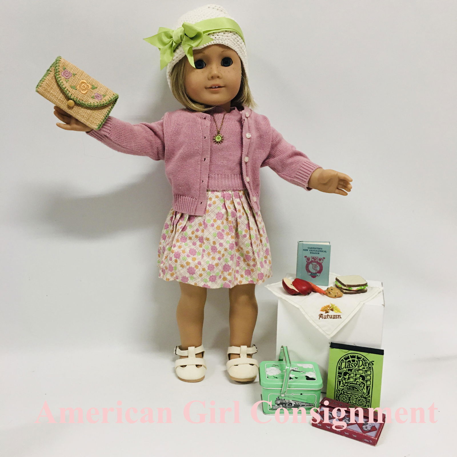 Pleasant Company American Girl Doll Kit Kittredge: Pleasant Company American Girl Doll Kit Kittredge with lunch pail and more ------------------ please review all pictures carefully because they are part of the description and show condition issues if