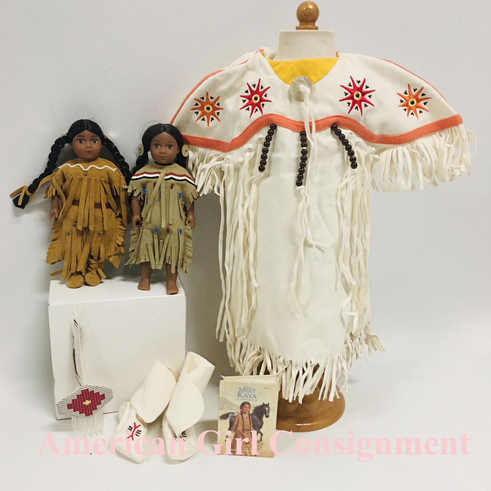 American Girl Doll Kaya Pow-Wow Dress and Two mini Dolls (1 of 6)