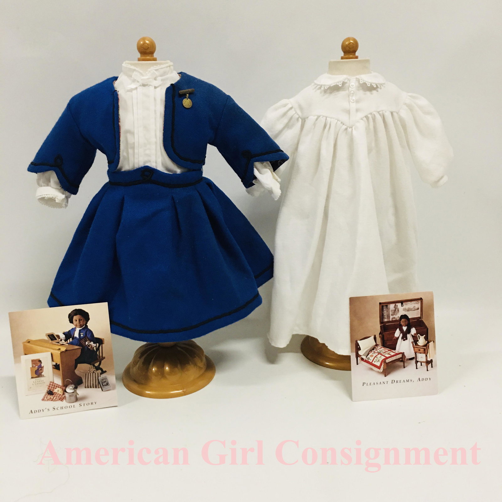 American Girl Doll Addy School Suit and Nightgown: American Girl Doll Addy School Suit and Nightgown ------------------ please review all pictures carefully because they are part of the description and show condition issues if any ------------------ p