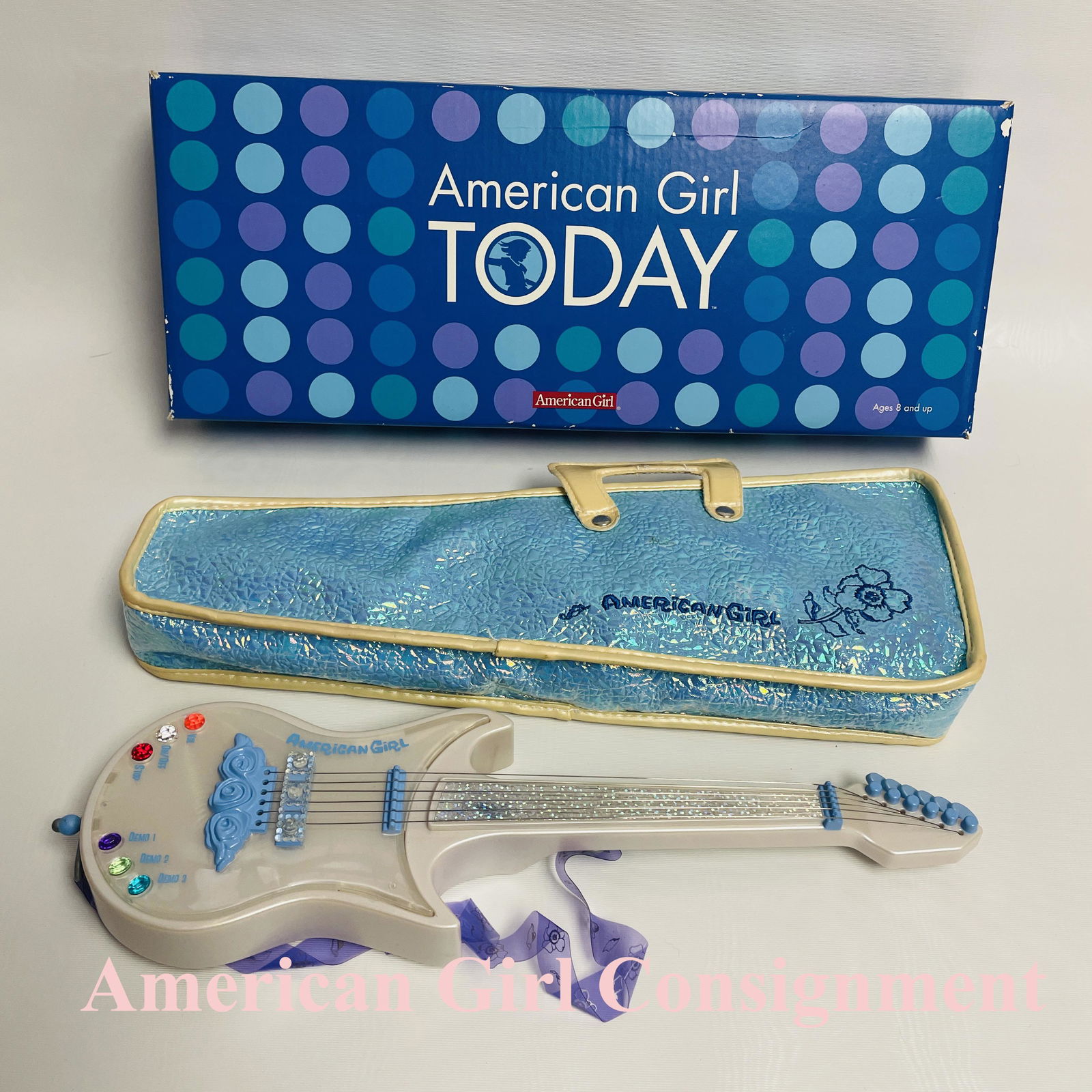 American Girl Doll Girl of Today Glitter Guitar with Box: Girl of Today Glitter Guitar with Box ------------------ please review all pictures carefully because they are part of the description and show condition issues if any ------------------ please consid