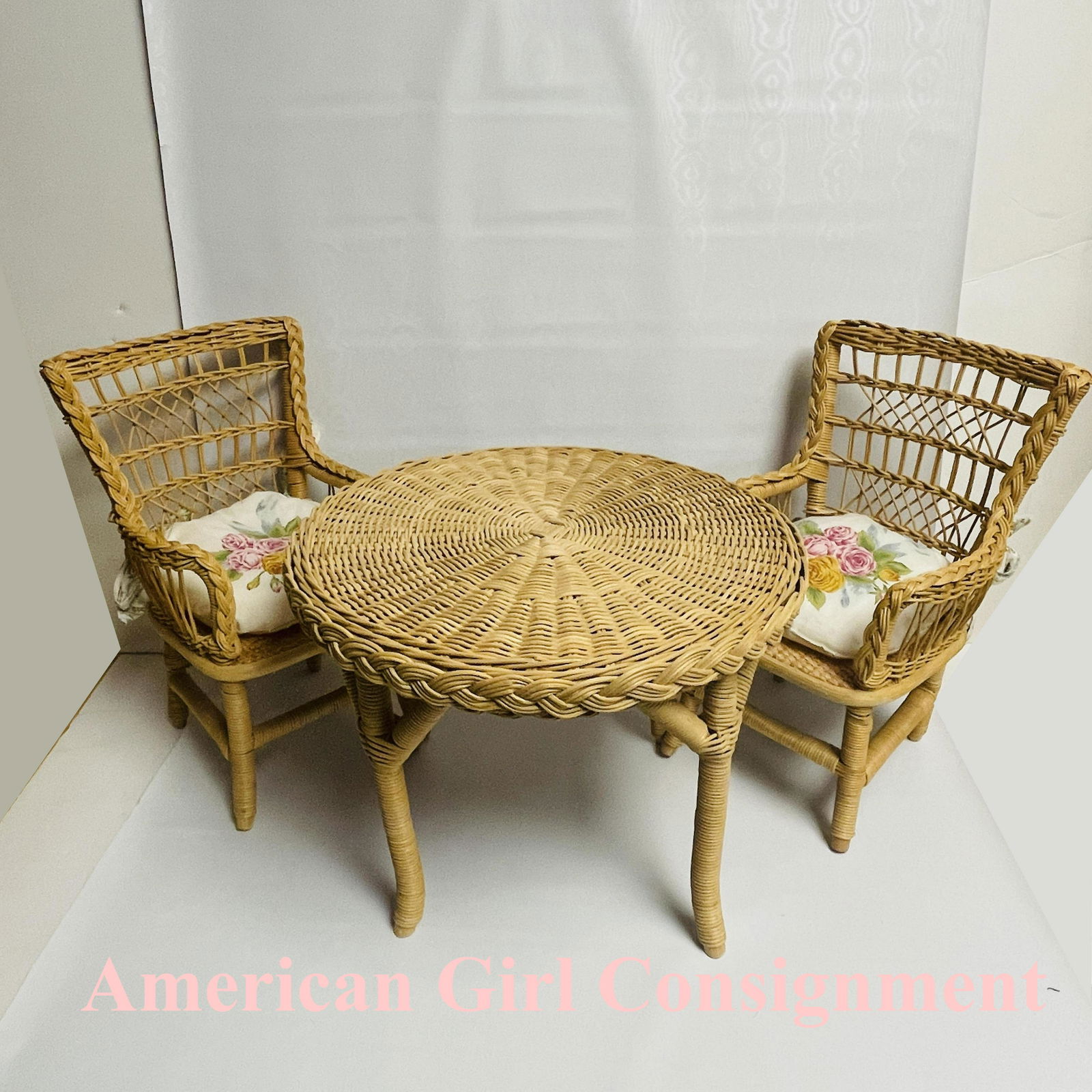 American Girl Doll Samantha Wicker Table and Two Chairs (1 of 4)