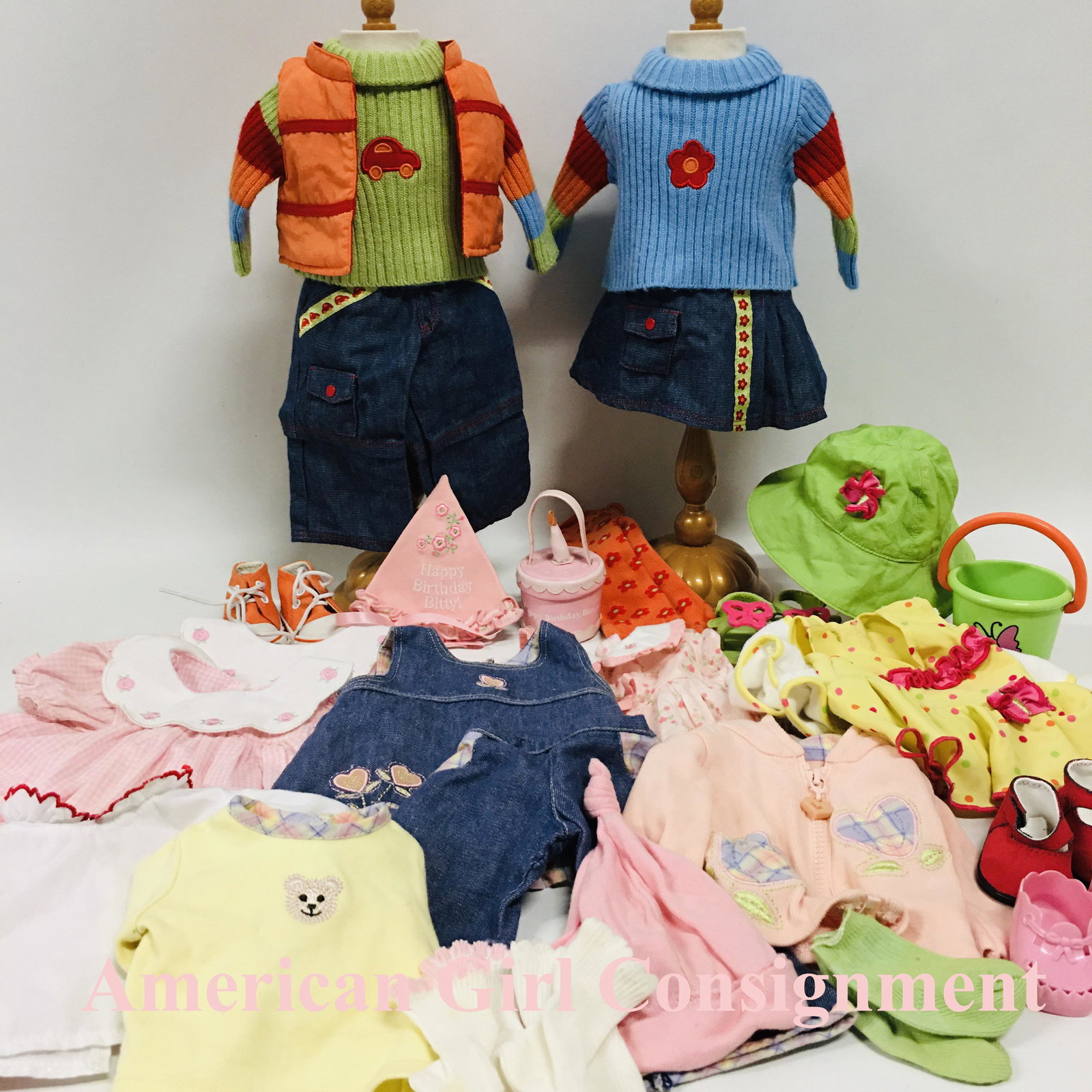 Collection American Girl Doll Bitty Baby and Bitty Twin Clothes: Collection American Girl Doll Bitty Baby and Bitty Twin Clothes ------------------ please review all pictures carefully because they are part of the description and show condition issues if any ------