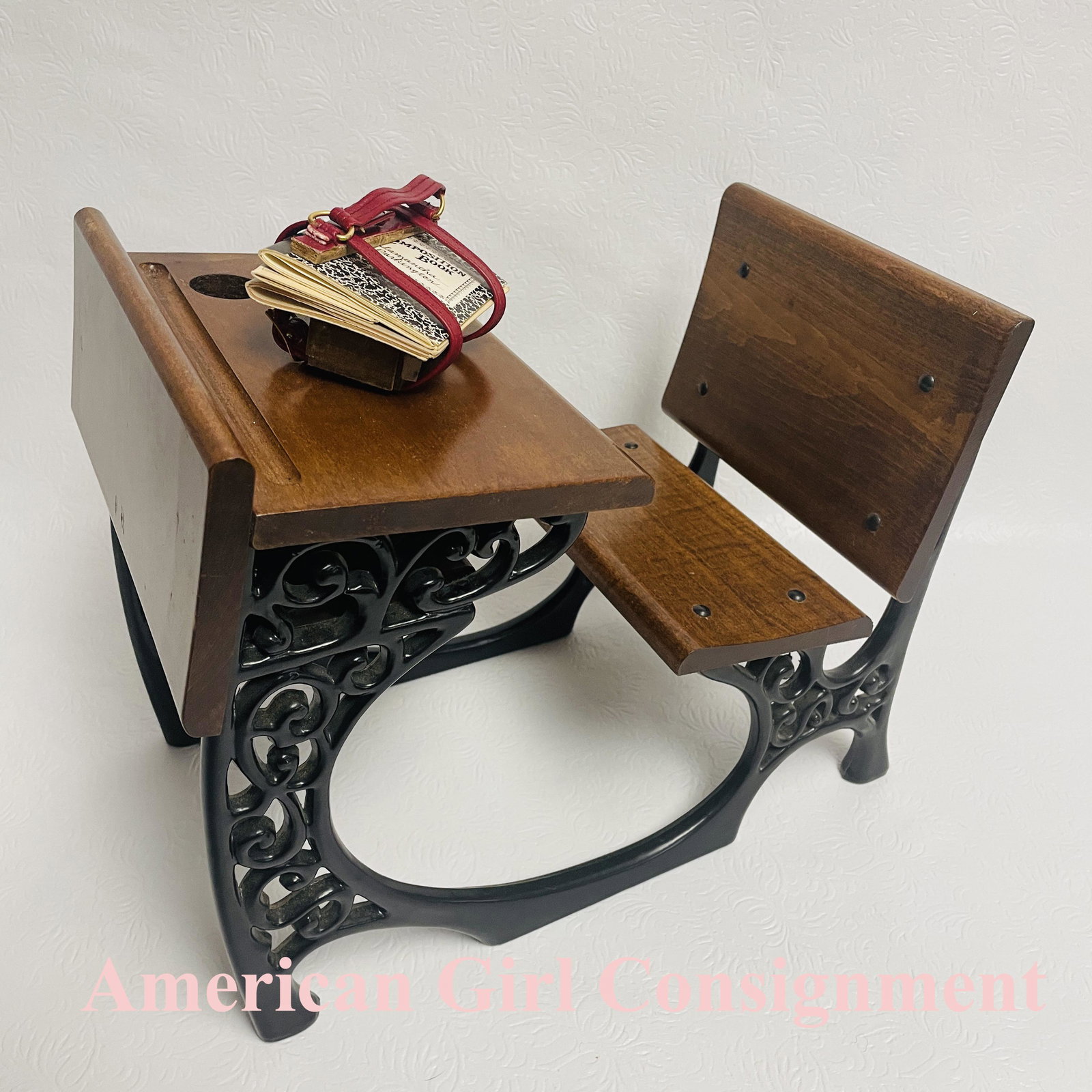 American Girl Doll Samantha School Desk, Book Strap and Supplies: American Girl Doll Samantha School Desk, Book Strap and Supplies ------------------ please review all pictures carefully because they are part of the description and show condition issues if any -----