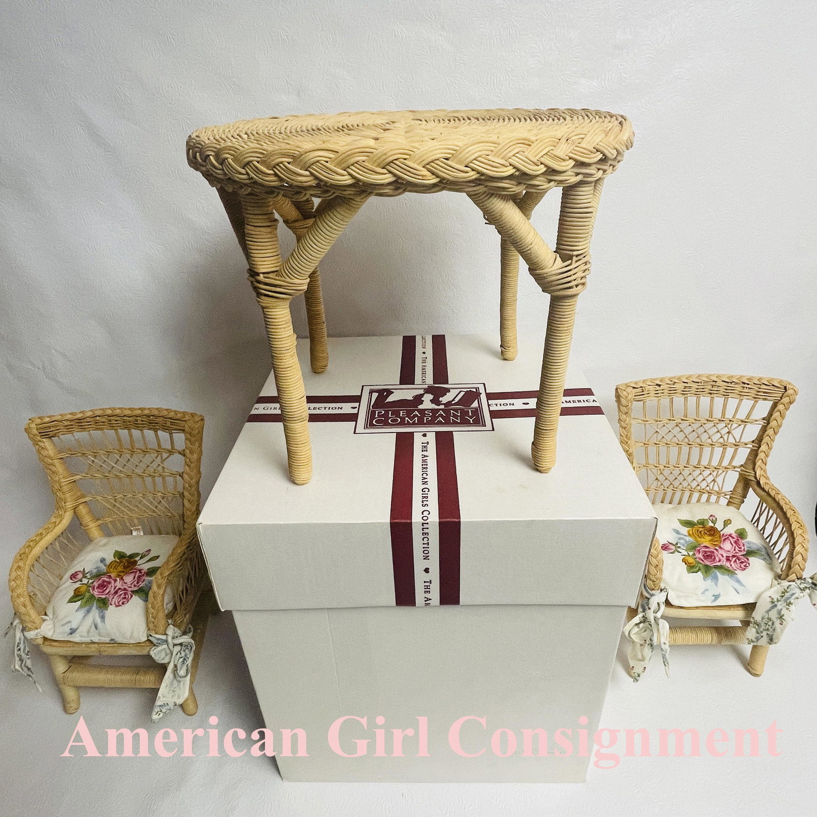 American Girl Doll Samantha Wicker Table and Two Chairs with Box (1 of 9)