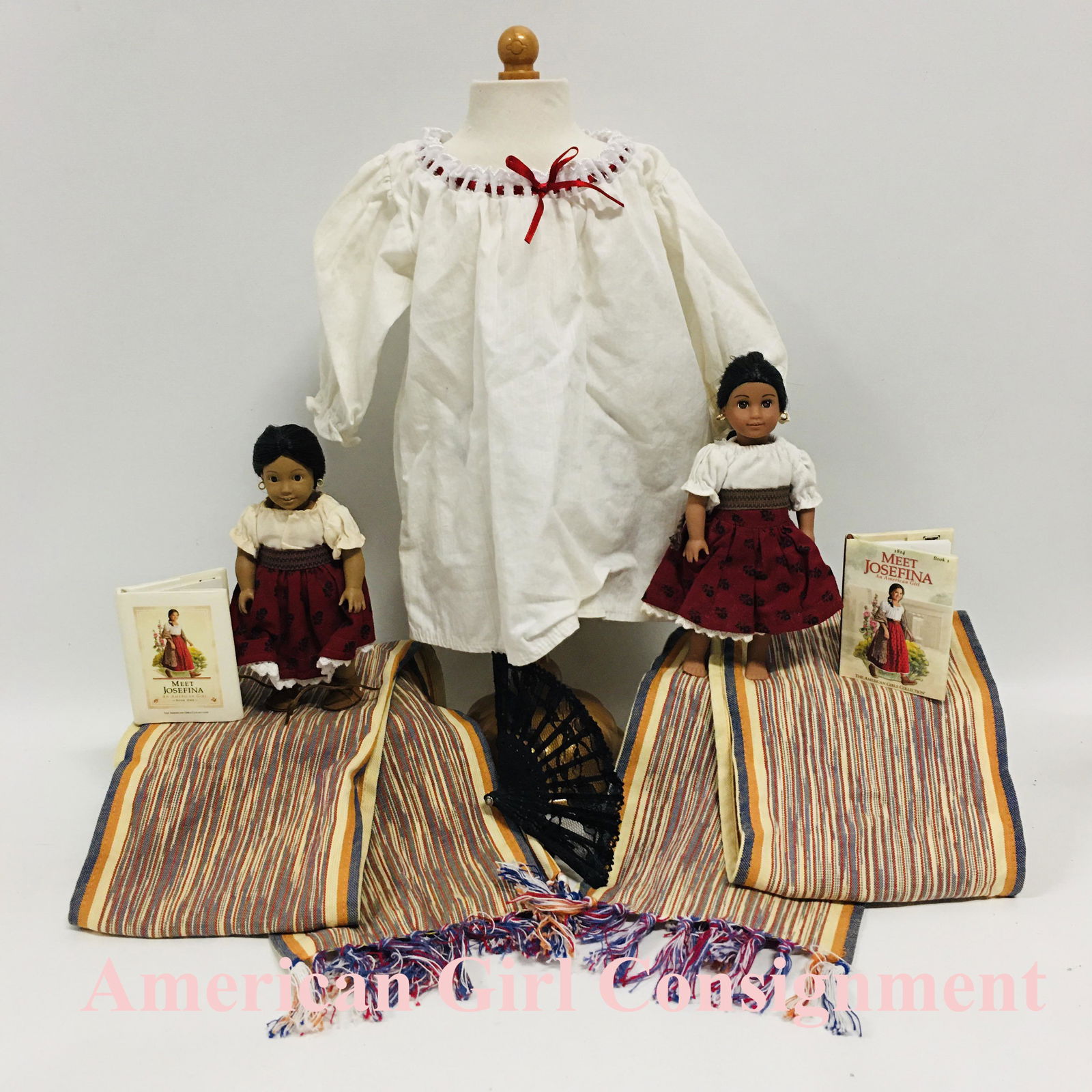 American Girl Doll Josefina Nightgown, Two Shawls and Two Mini Dolls (1 of 8)