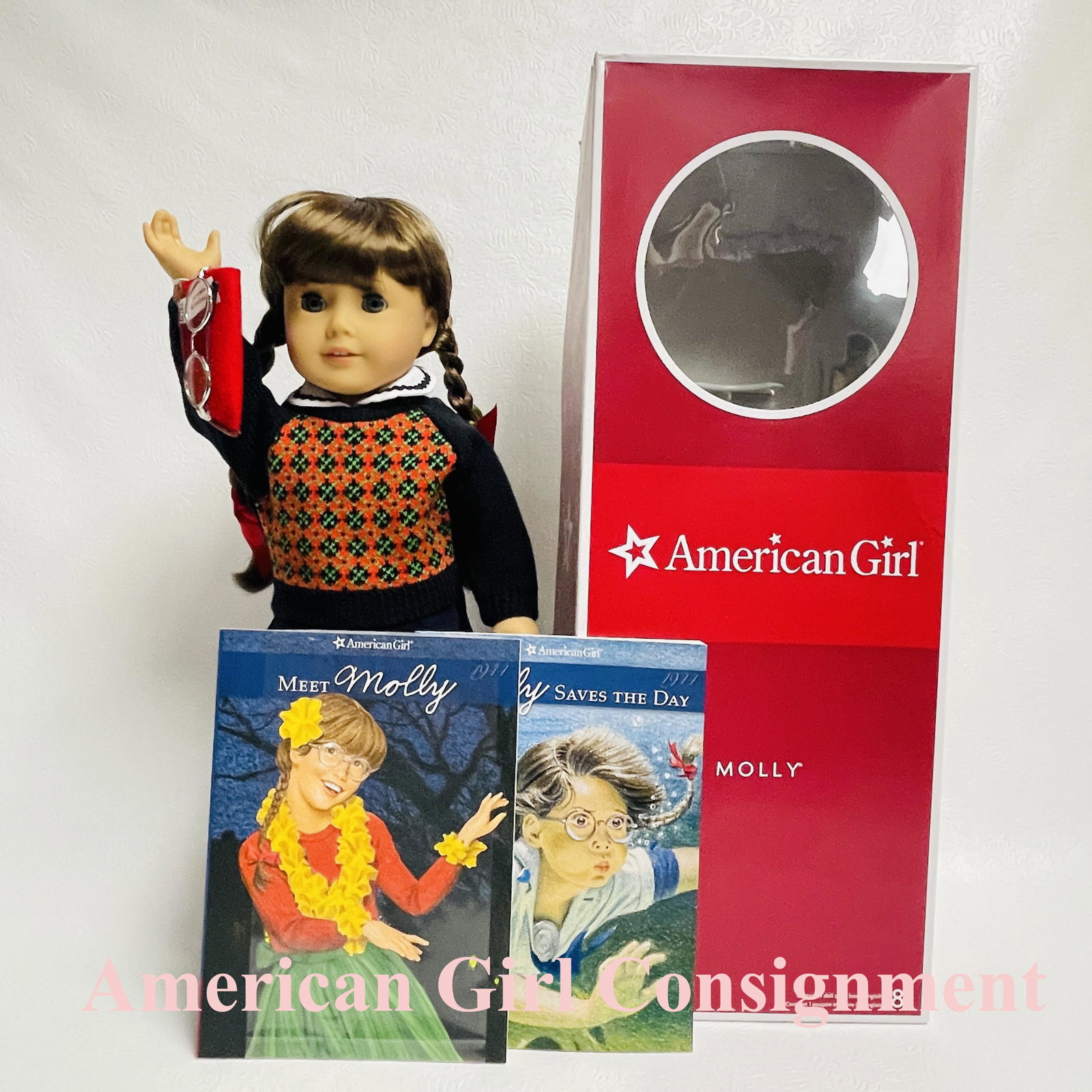 American Girl Doll Molly with two Books and Box (1 of 6)