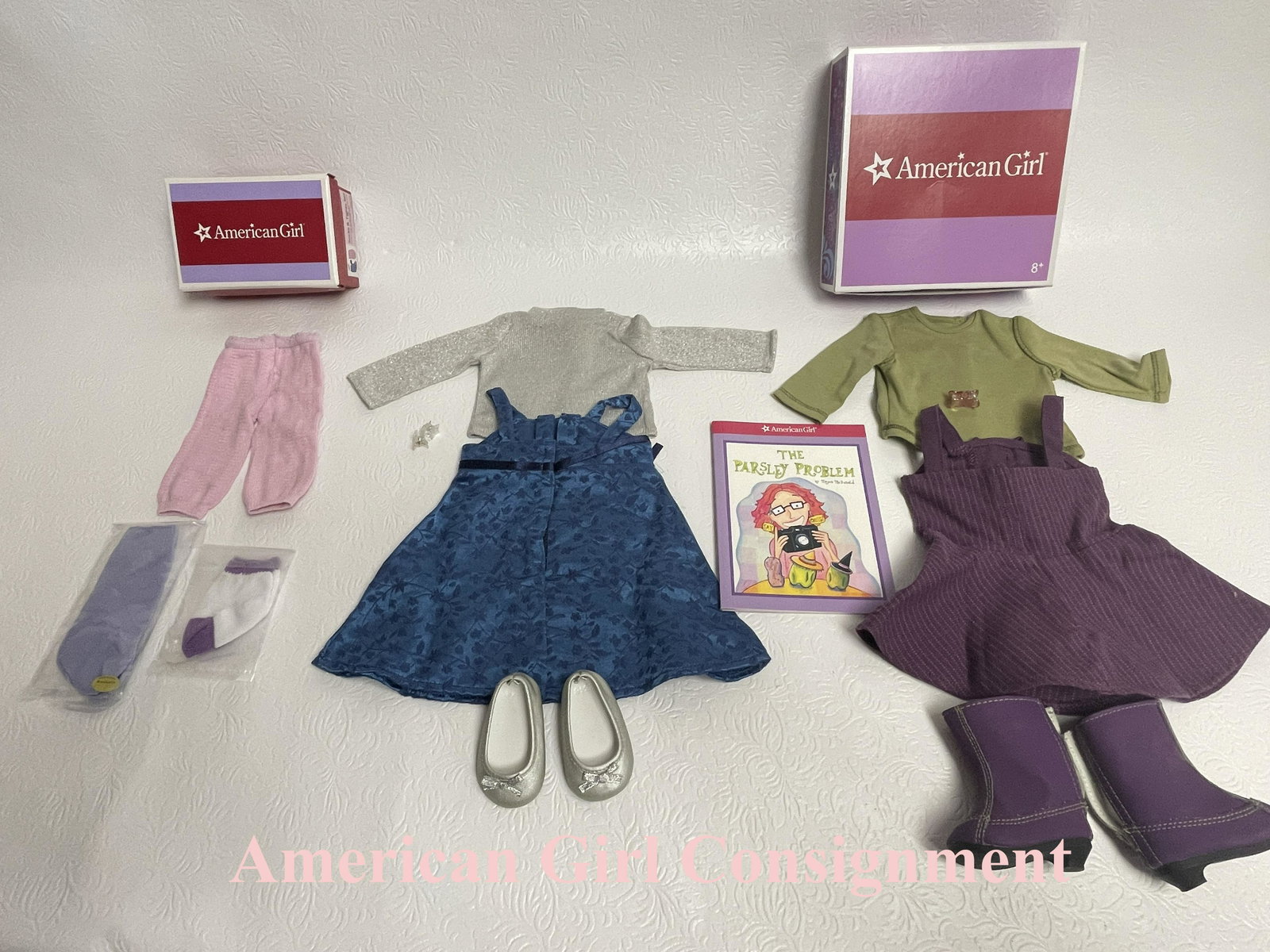 American Girl Doll Jumper and Boots, Sapphire Party Outfits (1 of 4)