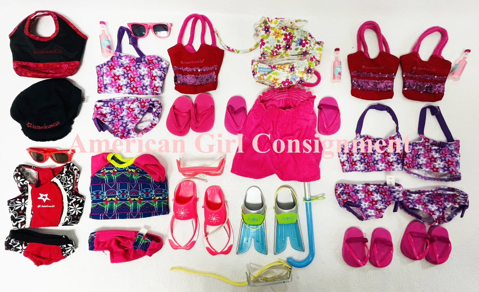 American Girl Doll Truly Me Swim Wear and Water Sports Collection: American Girl Doll Truly Me Swimwear and Water Sports Collection ------------------ please review all pictures carefully because they are part of the description and show condition issues if any -----