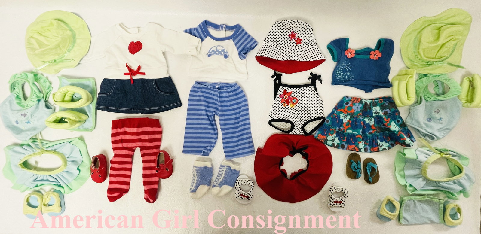 Collection of Bitty Baby Bitty Twin Summer and Swim Wear Outfits: Collection of Bitty Baby Bitty Twin Summer and SwimWear Outfits ------------------ please review all pictures carefully because they are part of the description and show condition issues if any ------