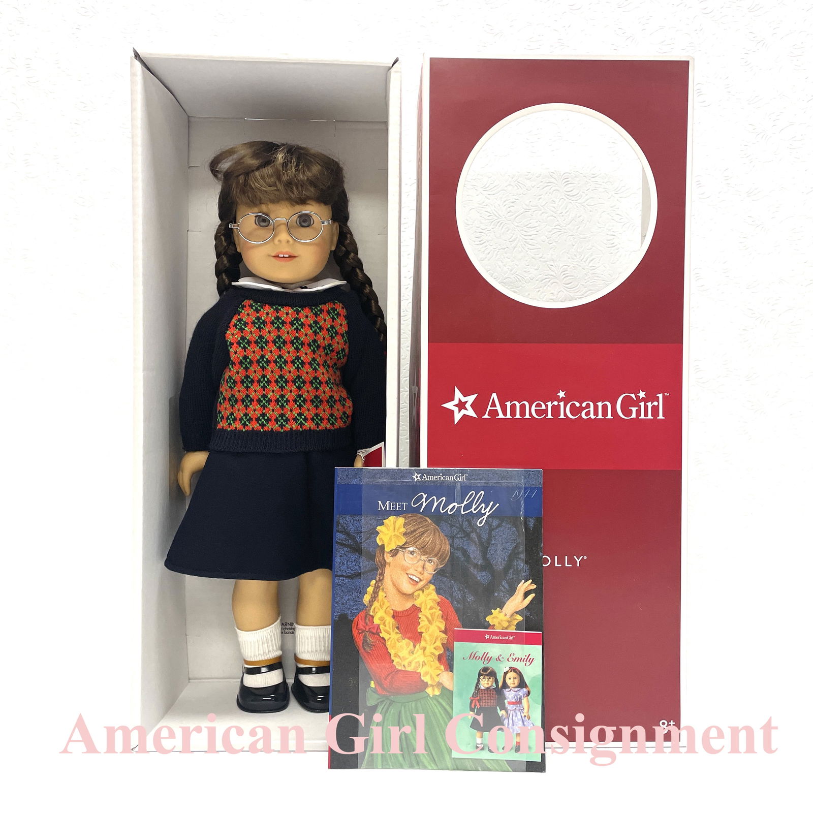 American Girl Doll Molly McIntire with Box and Book NRFB: American Girl Doll Molly McIntire with Box and Book NRFB ------------------ please review all pictures carefully because they are part of the description and show condition issues if any -------------