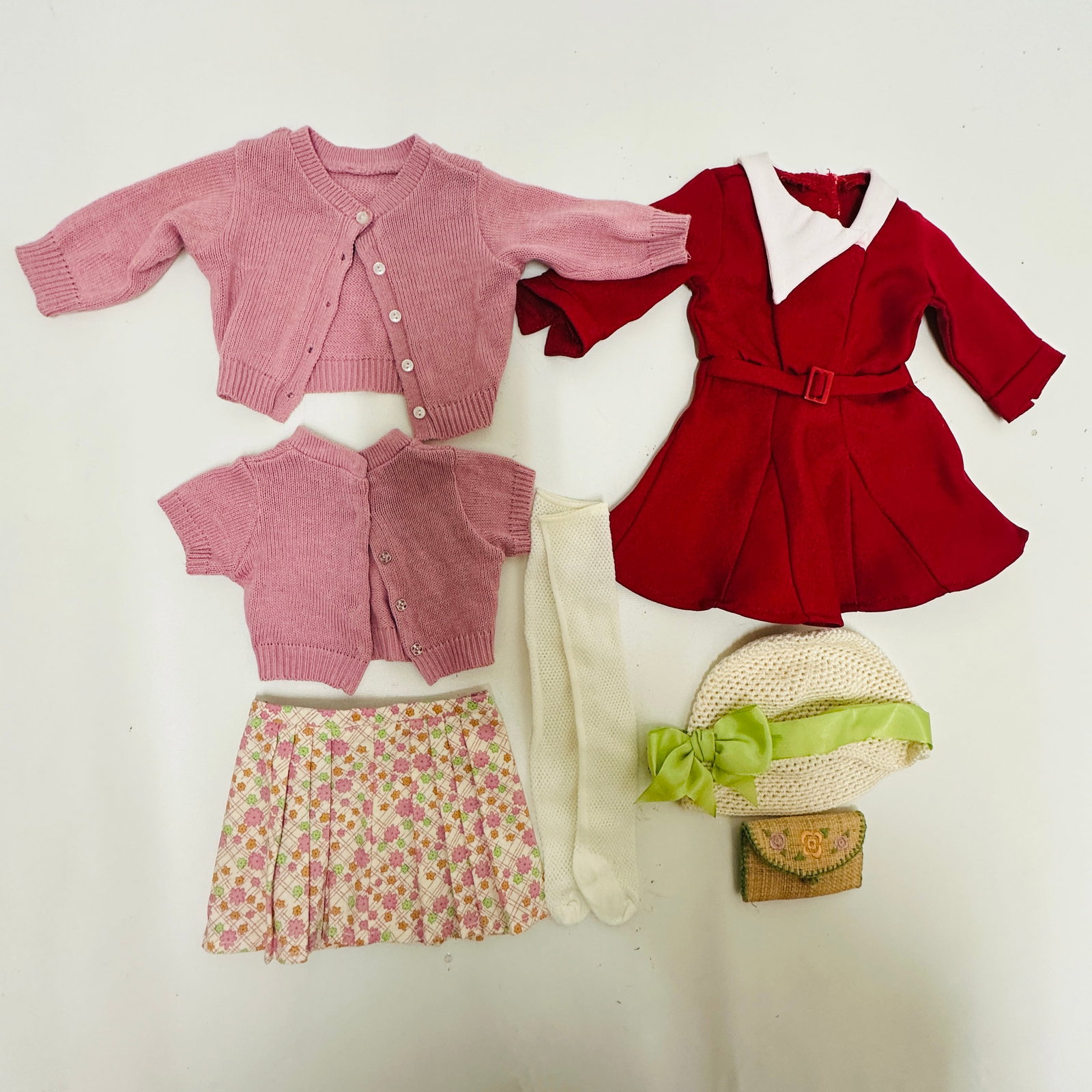 American Girl Doll Kit Meet Outfit and Holiday Dress: American Girl Doll Kit Meet Outfit and Holiday Dress ------------------ please review all pictures carefully because they are part of the description and show condition issues if any -----------------