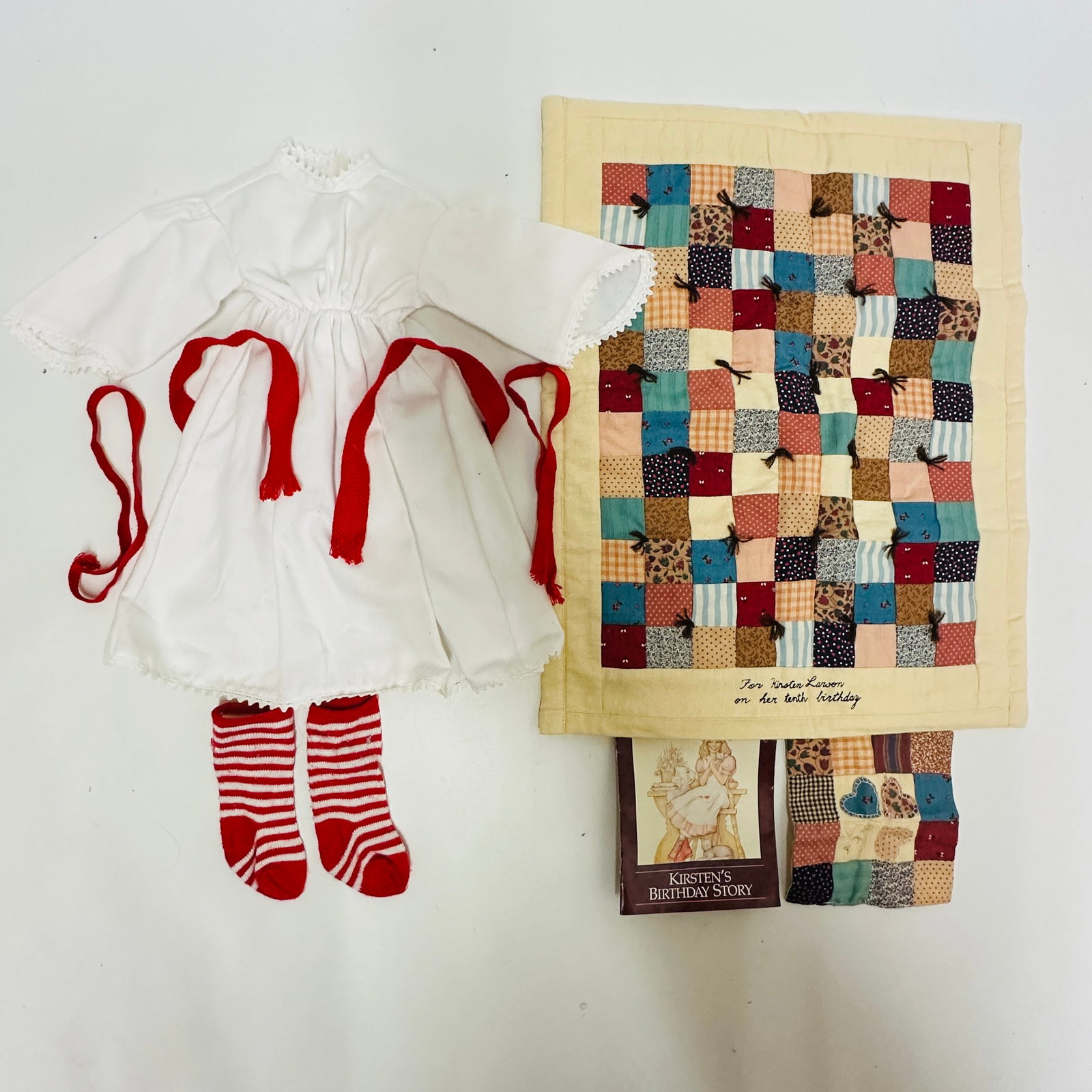 American Girl Doll Kirsten St. Lucia Dress and Quilt: American Girl Doll Kirsten St. Lucia Dress and Quilt ------------------ please review all pictures carefully because they are part of the description and show condition issues if any -----------------