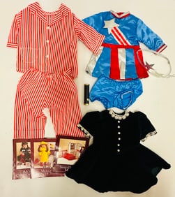 American Girl Doll Molly Holiday Dress, Miss Victory Outfit and Striped Pajamas
