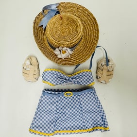 American Girl Doll Emily Swimsuit and Straw Hat
