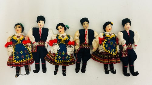 Group of Six Miniature Antique Dolls