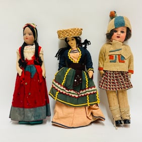 Three Antique Dolls representing Countries