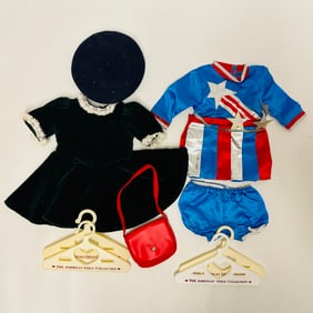 American Girl Doll Molly Evergreen Velvet dress and Miss Victory Outfit
