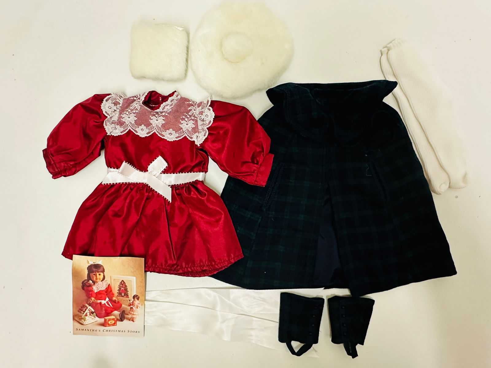American Girl Doll Samantha Holiday Dress and Plaid Cape (1 of 6)