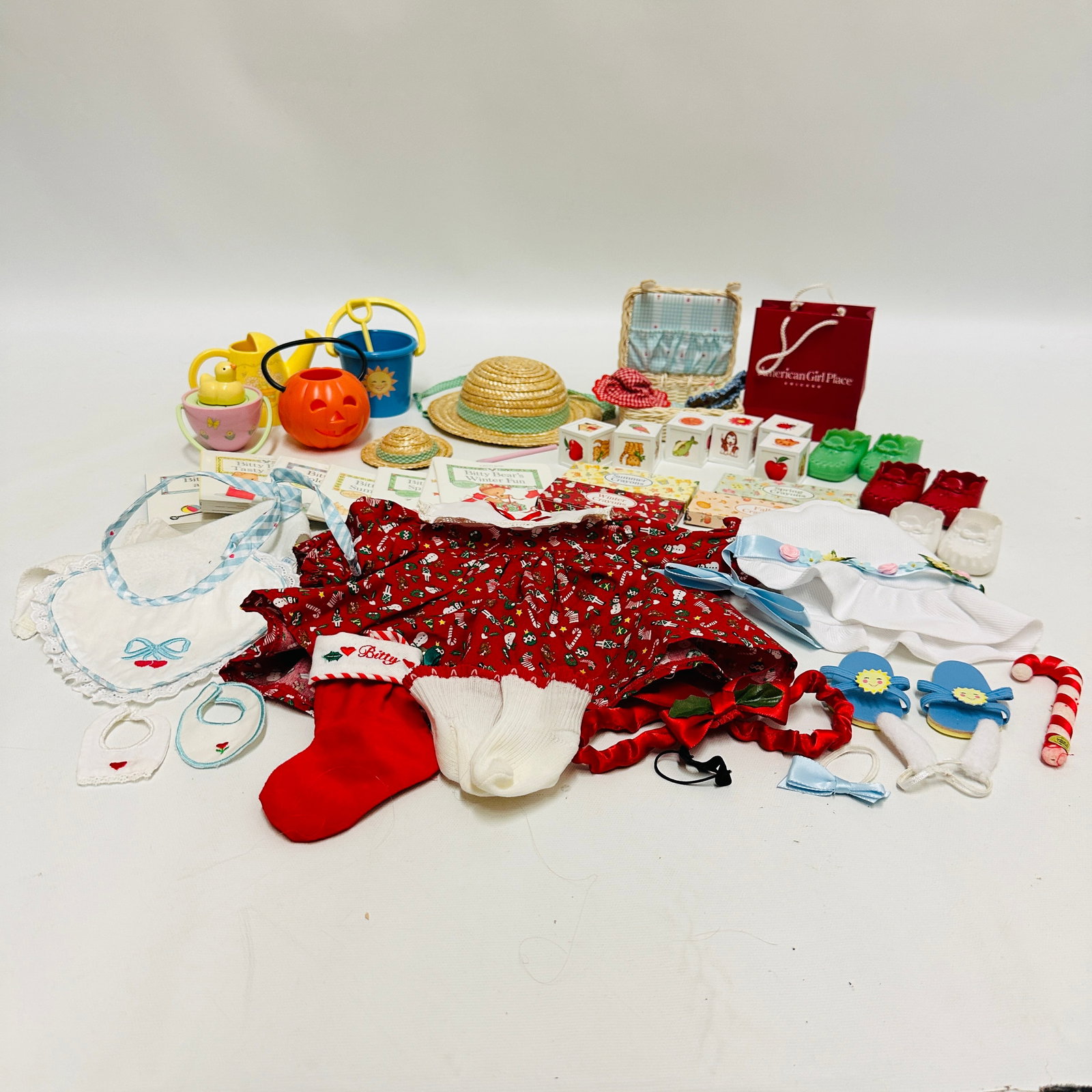 Collection of American Girl Bitty Baby Clothes and Accessories: Collection of American Girl Bitty Baby Clothes and Accessories ------------------ please review all pictures carefully because they are part of the description and show condition issues if any -------