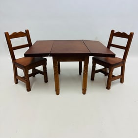 American Girl Doll Molly Drop Leaf Table with Two Chairs