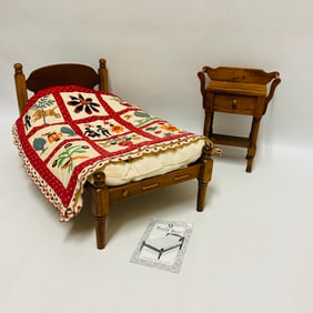 American Girl Doll Addy Nightstand, Bed and Bedding