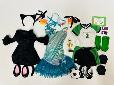 American Girl Doll Truly Me Sports and Costumes Grouping