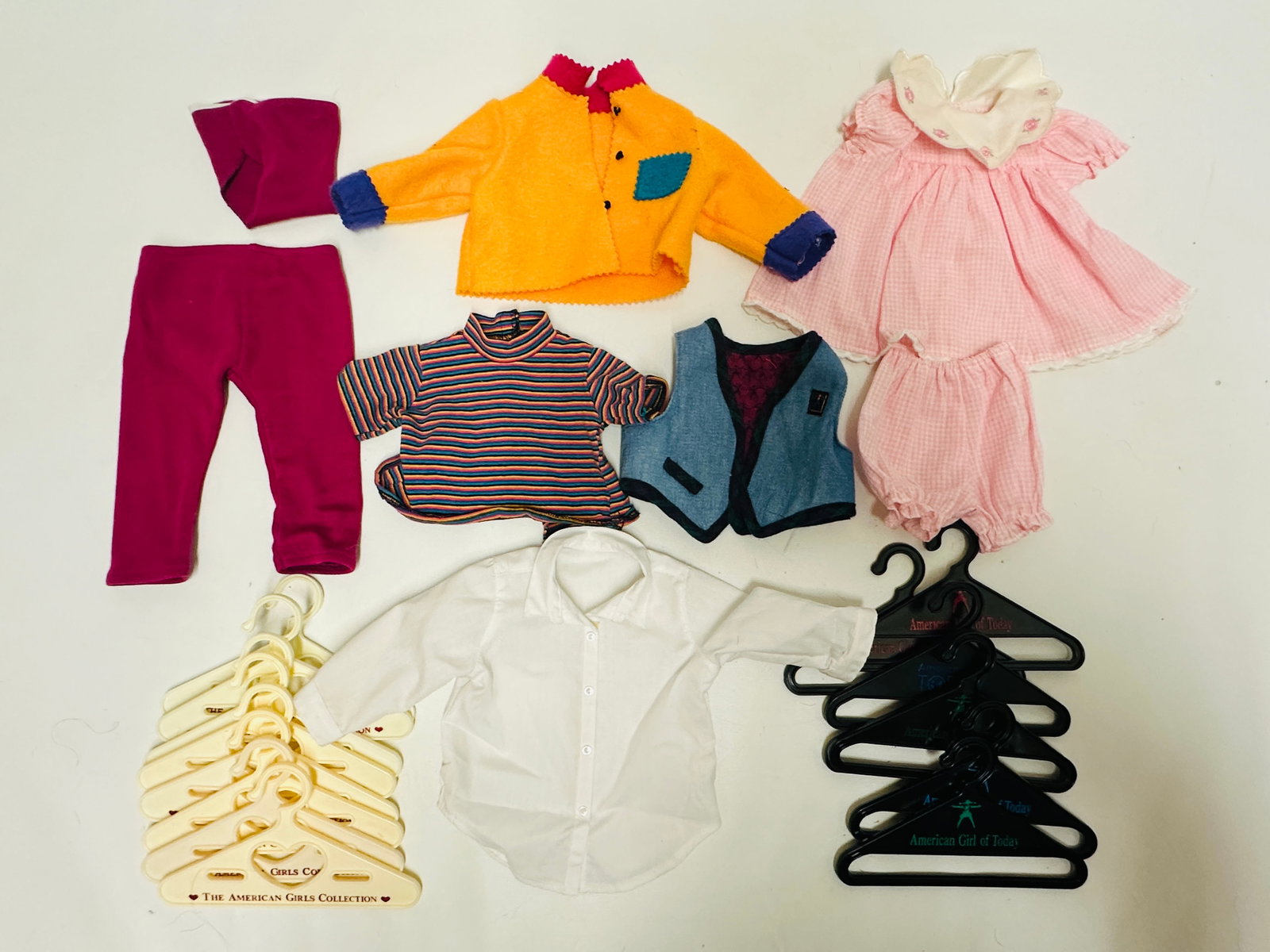 American Girl Doll of Today and Bitty Baby Clothes Grouping: American Girl Doll of Today and Bitty Baby Clothes Grouping ------------------ please review all pictures carefully because they are part of the description and show condition issues if any ----------