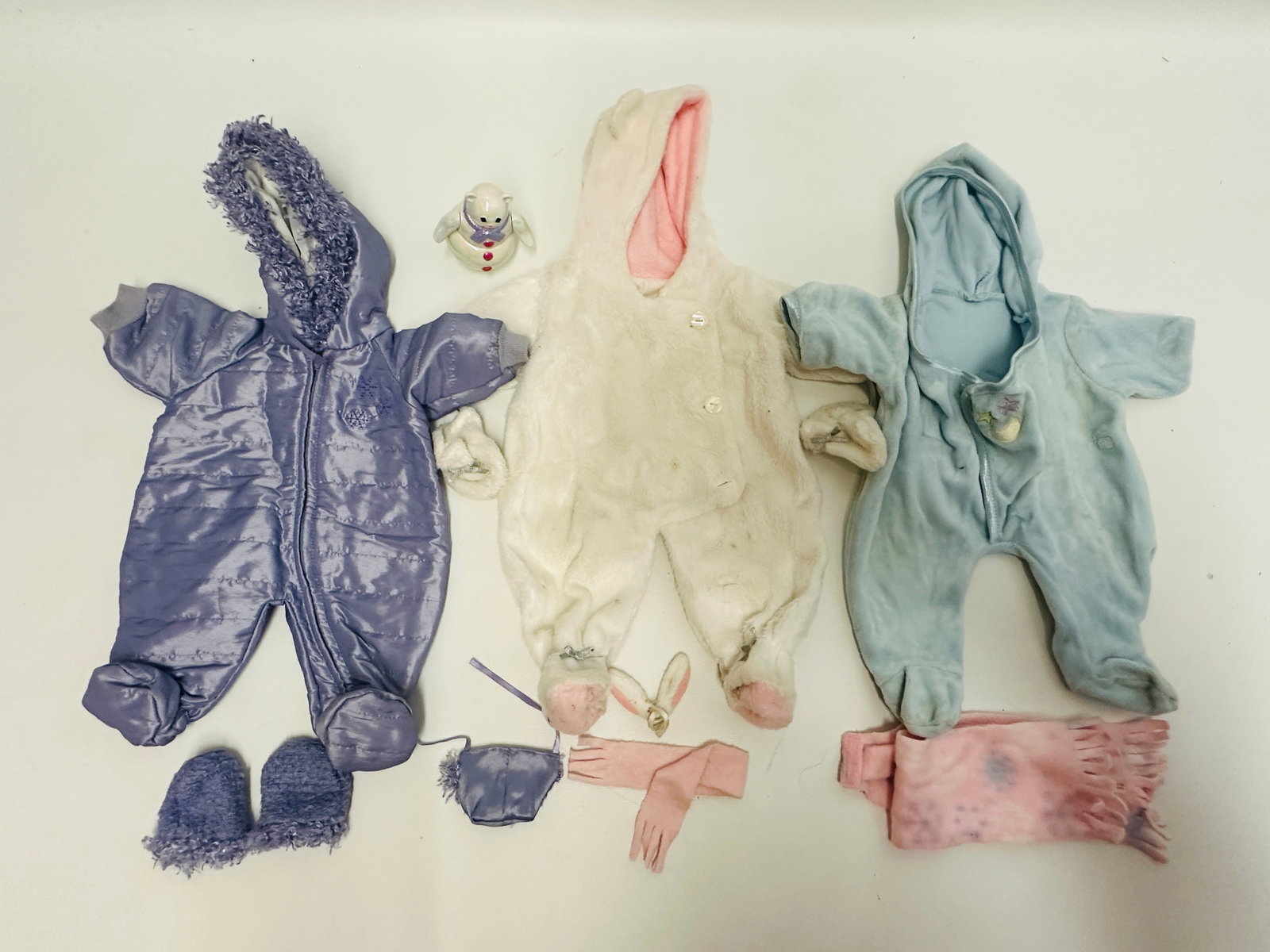 American Girl Doll Bitty Baby Snowsuit, Costume and Sleeper: American Girl Doll Bitty Baby Snowsuit, Costume and Sleeper ------------------ please review all pictures carefully because they are part of the description and show condition issues if any ----------