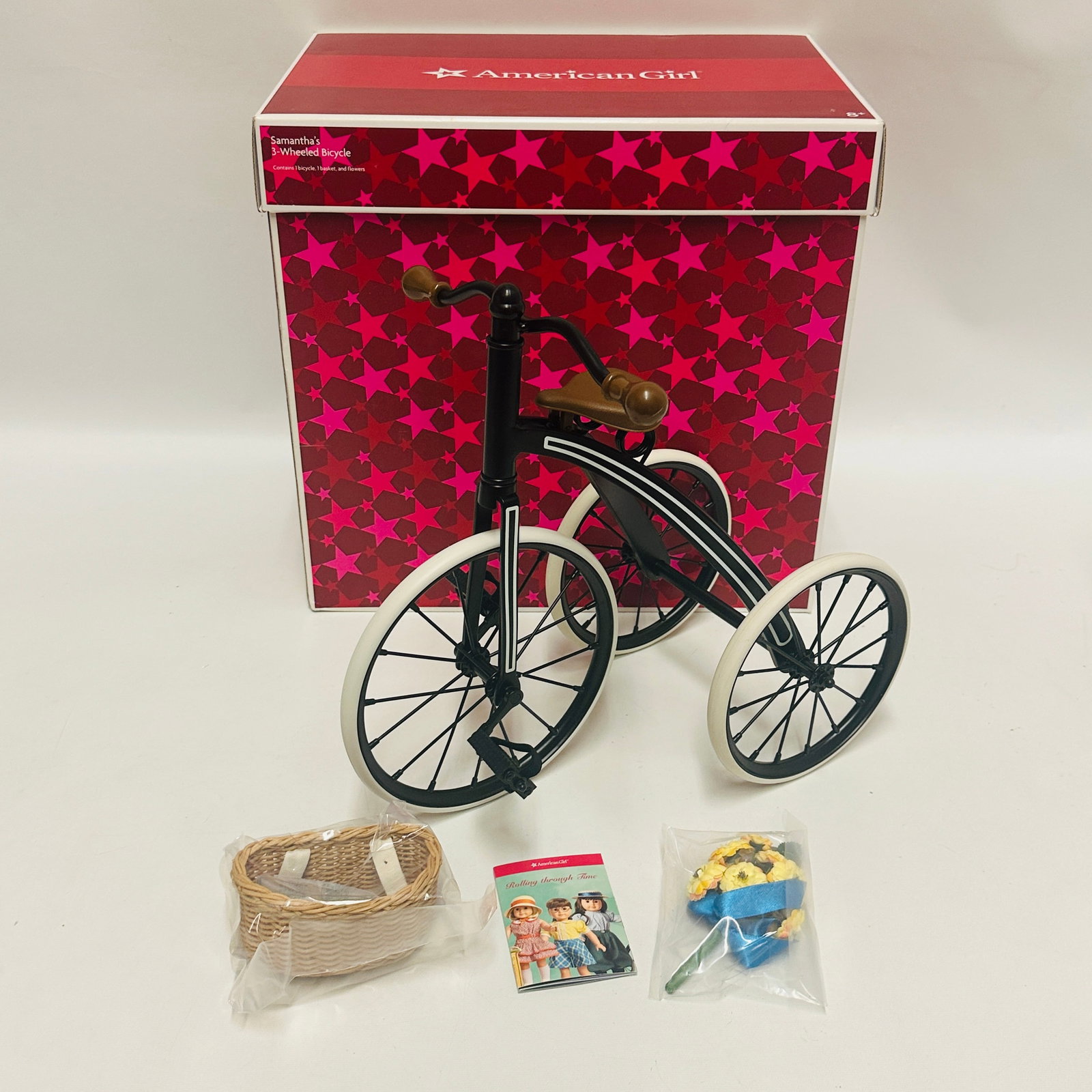 American Girl Doll Samantha 3 Wheeled Bicycle with Box: American Girl Doll Samantha 3 Wheeled Bicycle with Box ------------------ please review all pictures carefully because they are part of the description and show condition issues if any ---------------
