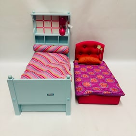 Group of Two American Girl Doll Beds with Bedding