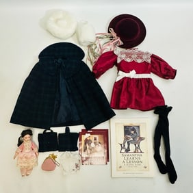 American Girl Samantha Holiday Dress, Doll and Plaid Cape