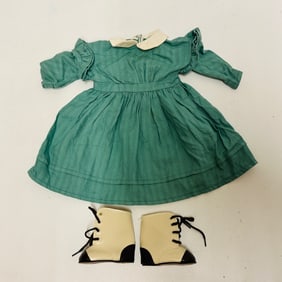 American Girl Doll Kirsten Work Dress and Two-Tone Boots