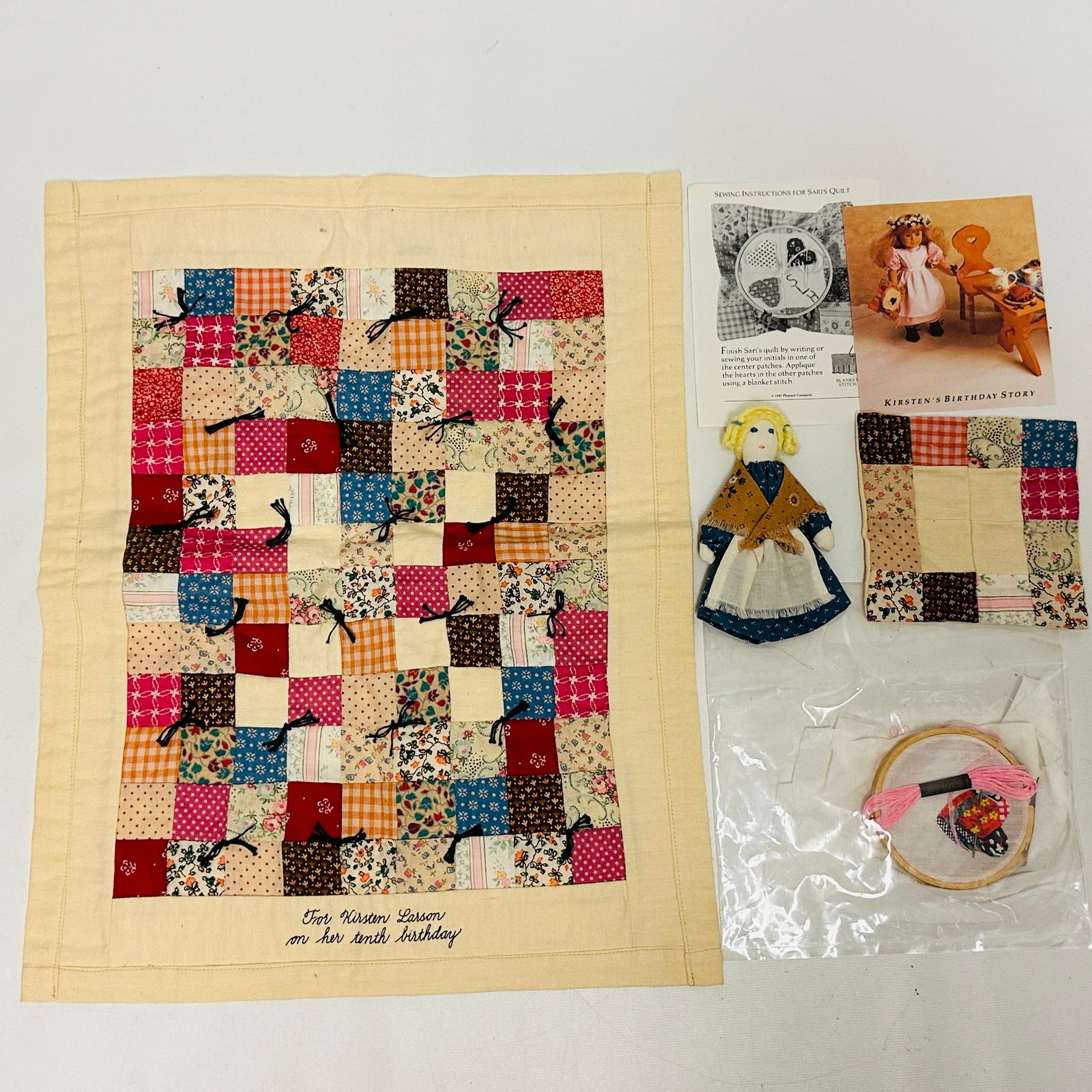 American Girl Doll Kirsten Friendship Quilt, Quilt Kit and Rag Doll Sari: American Girl Doll Kirsten Friendship Quilt, Quilt Kit and Rag Doll Sari ------------------ please review all pictures carefully because they are part of the description and show condition issues if a