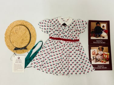American Girl Doll Addy Summer Dress and Straw Hat
