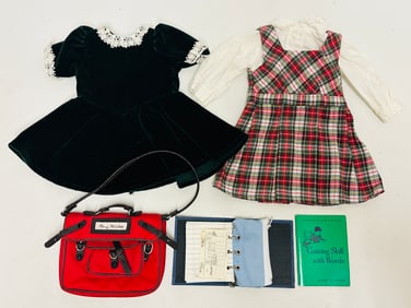 American Girl Doll Molly Evergreen Velvet Dress and School Outfit