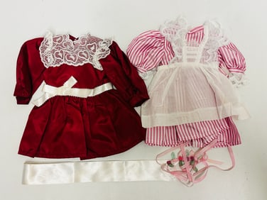 American Girl Doll Samantha Lacy Pinafore, Rosebud Circlet and Cranberry Party Dress