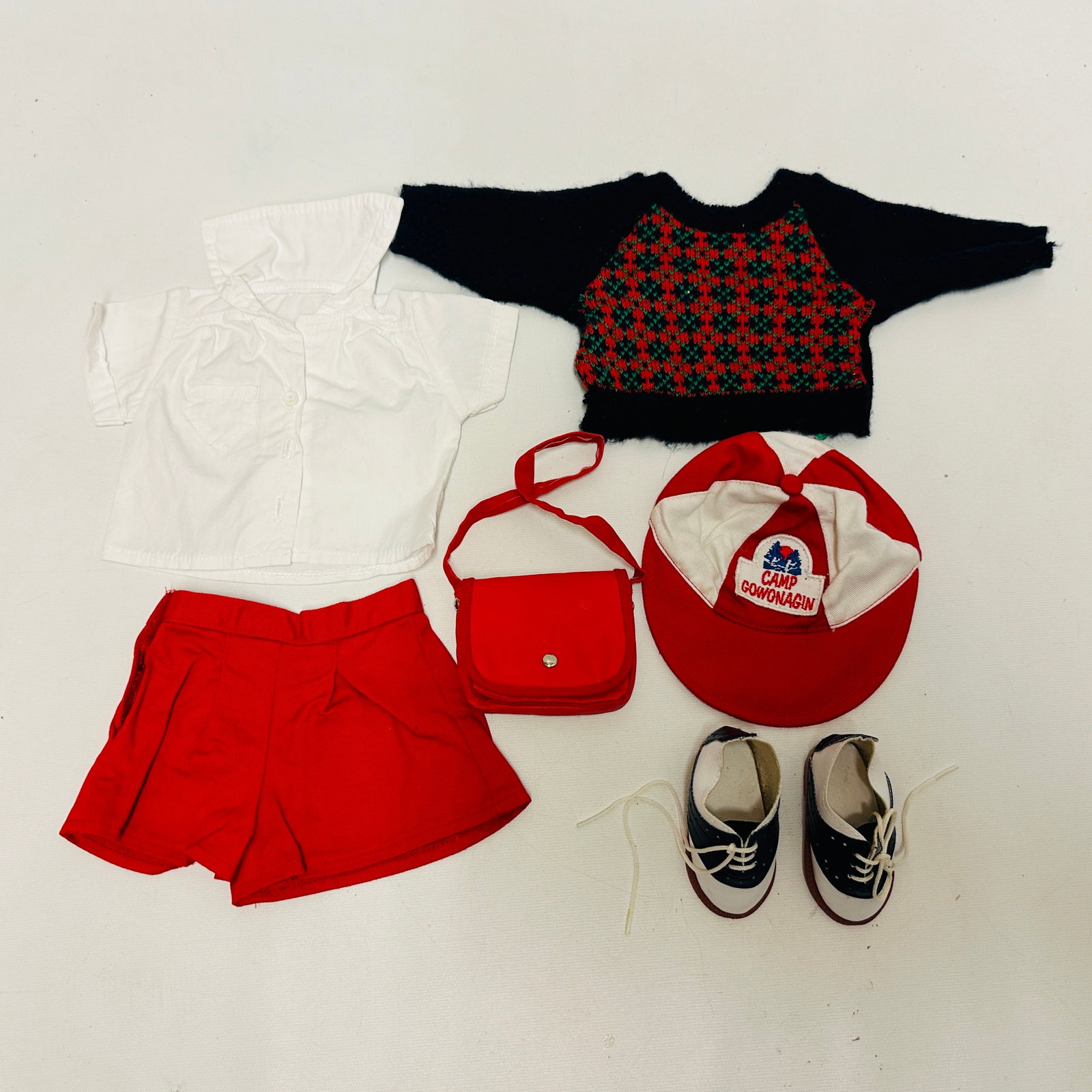 American Girl Doll Molly Camp Uniform Outfit and Meet Sweater: American Girl Doll Molly Camp Uniform Outfit and Meet Sweater ------------------ please review all pictures carefully because they are part of the description and show condition issues if any --------
