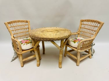 American Girl Doll Samantha Victorian Wicker Table and Chairs