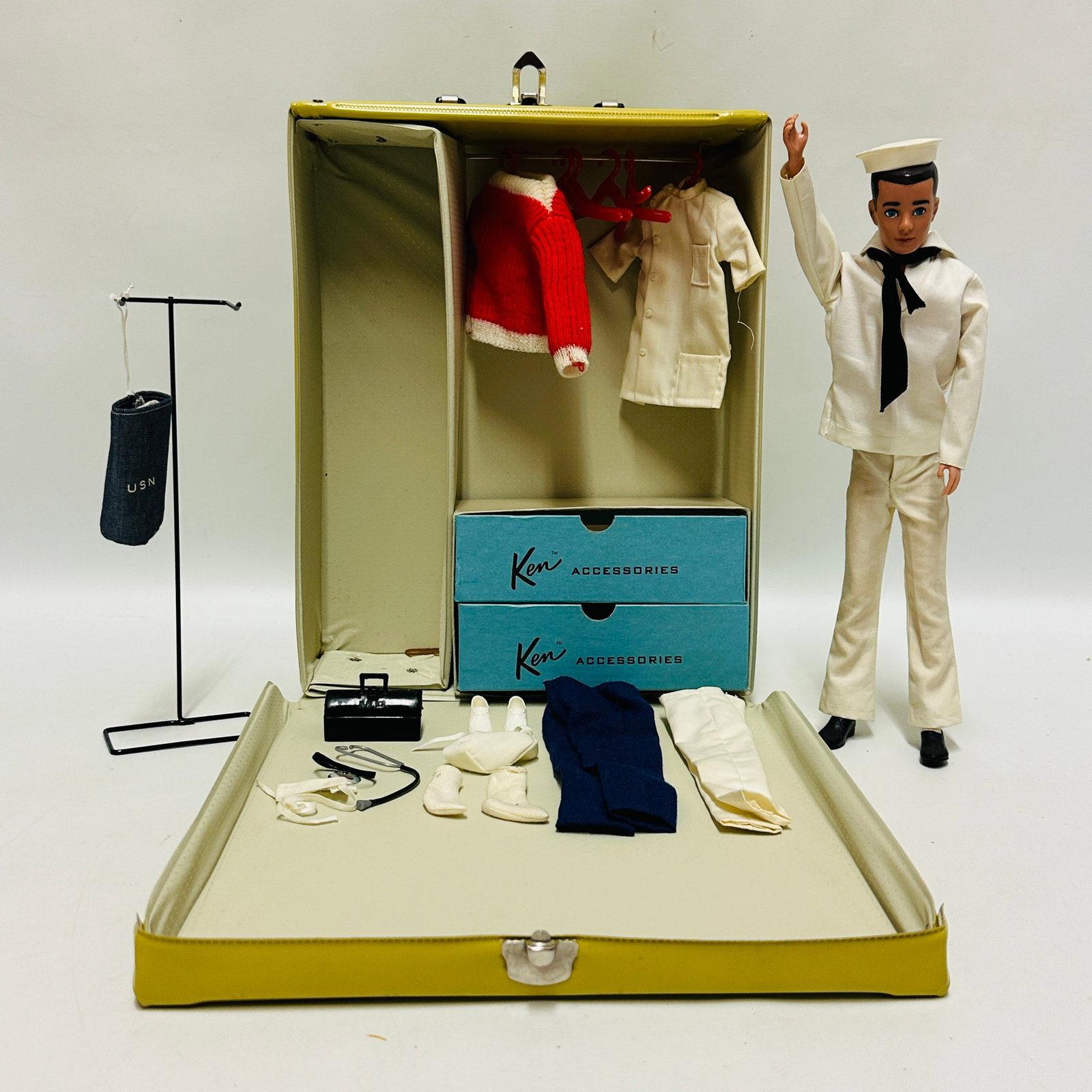 Barbie Ken Doll with Case and Accessories: Barbie Ken Doll with Case and Accessories ------------------ please review all pictures carefully because they are part of the description and show condition issues if any ------------------ please co