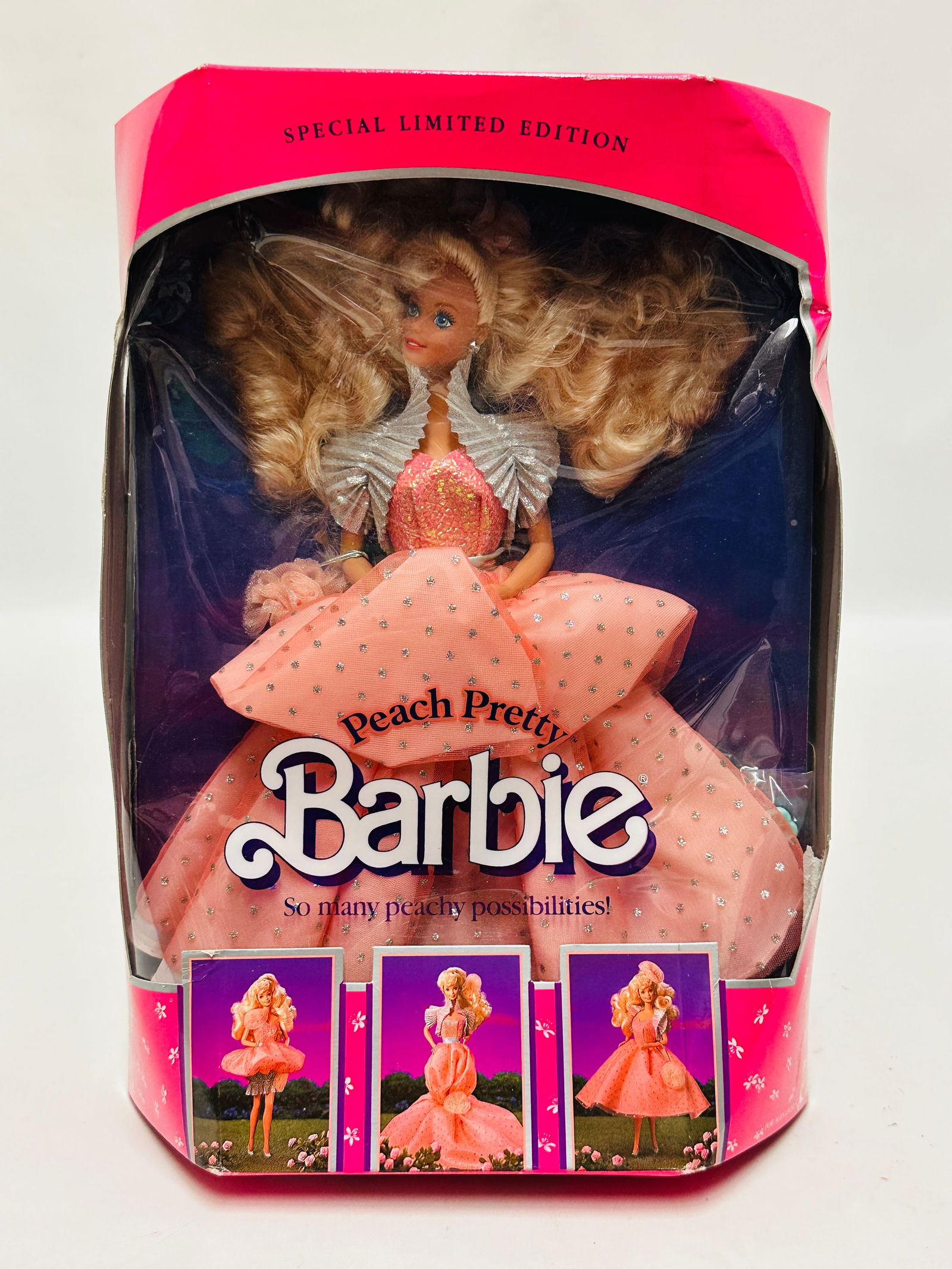 Peach Pretty Barbie Doll: Peach Pretty Barbie Doll,box/packaging shows wear ------------------ please review all pictures carefully because they are part of the description and show condition issues if any ------------------ p
