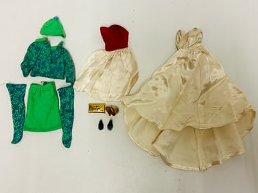 Vintage Barbie Doll Evening Gowns and Green Francie Set