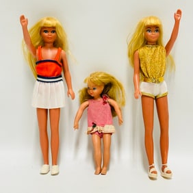 Two Barbie Malibu Skipper Dolls and Vintage Tutti doll