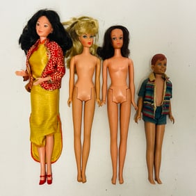 Skipper Friend Ricky Doll and Three Vintage Barbie Dolls